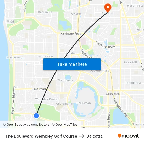 The Boulevard   Wembley Golf Course to Balcatta map