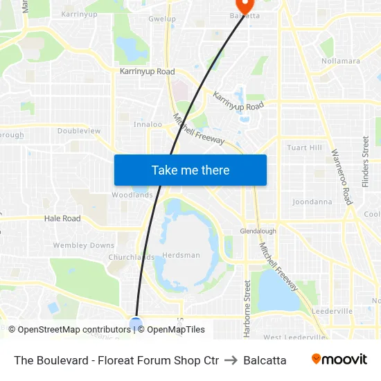 The Boulevard  - Floreat Forum Shop Ctr to Balcatta map