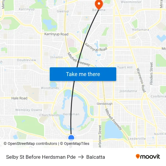 Selby St Before Herdsman Pde to Balcatta map