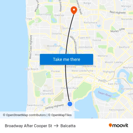 Broadway  After Cooper St to Balcatta map