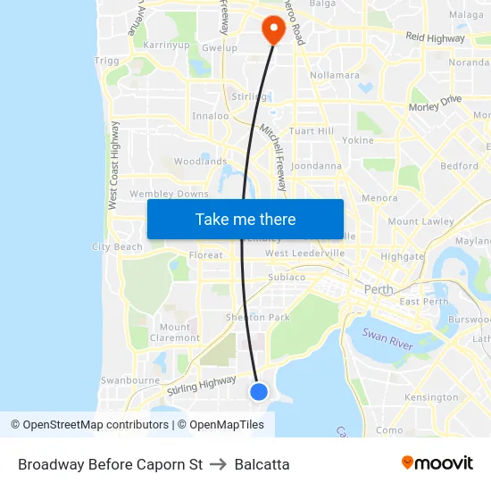 Broadway   Before Caporn St to Balcatta map