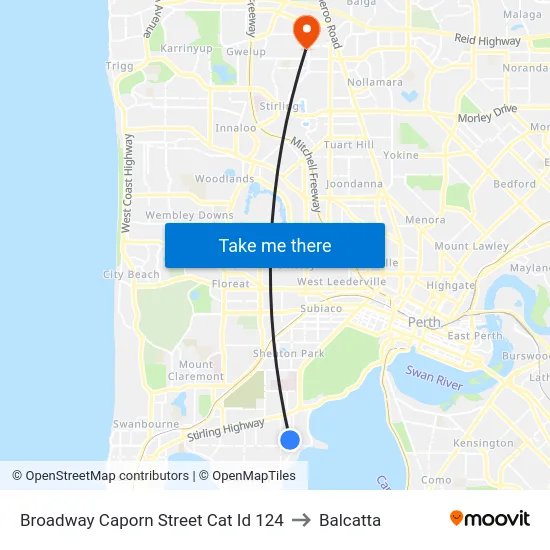 Broadway   Caporn Street Cat Id 124 to Balcatta map