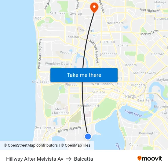 Hillway   After Melvista Av to Balcatta map