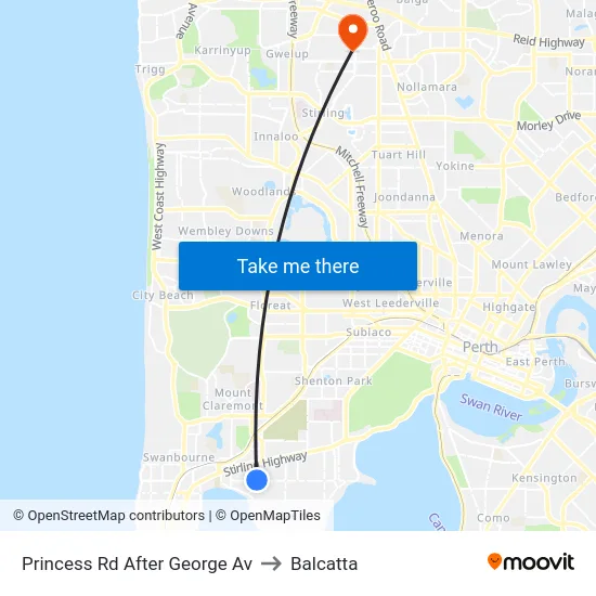 Princess Rd After George Av to Balcatta map