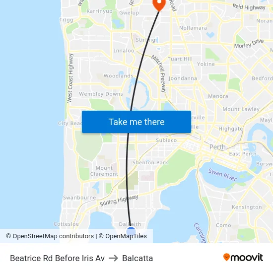 Beatrice Rd Before Iris Av to Balcatta map