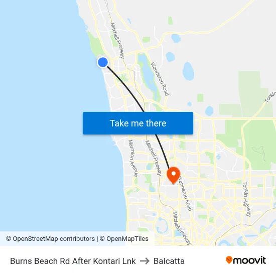 Burns Beach Rd After Kontari Lnk to Balcatta map