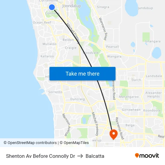 Shenton Av Before Connolly Dr to Balcatta map