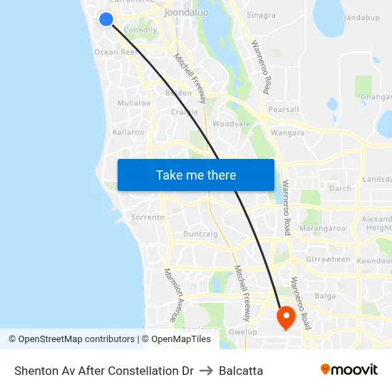 Shenton Av After Constellation Dr to Balcatta map