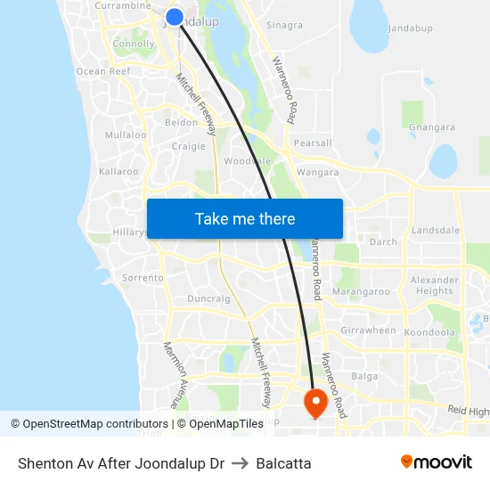 Shenton Av After Joondalup Dr to Balcatta map