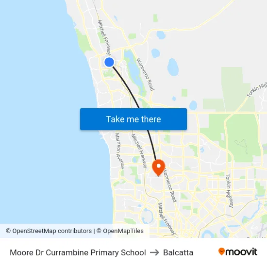 Moore Dr Currambine Primary School to Balcatta map