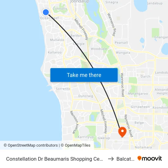 Constellation Dr Beaumaris Shopping Centre to Balcatta map