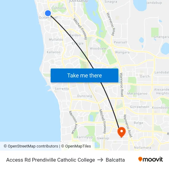 Access Rd Prendiville Catholic College to Balcatta map