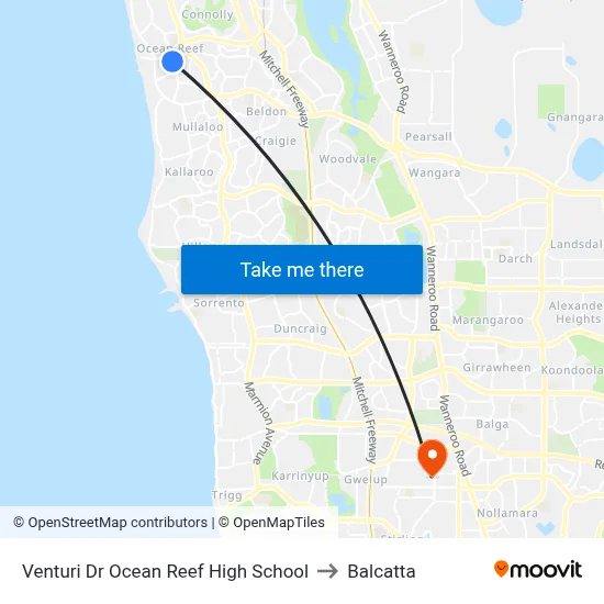 Venturi Dr Ocean Reef High School to Balcatta map