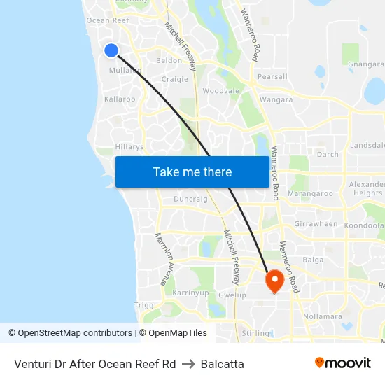 Venturi Dr After Ocean Reef Rd to Balcatta map