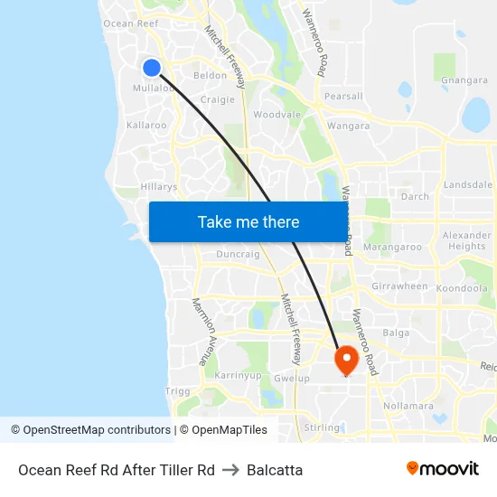 Ocean Reef Rd After Tiller Rd to Balcatta map