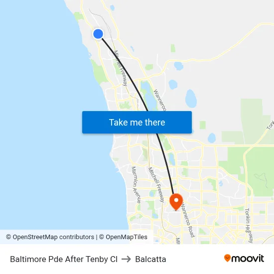 Baltimore Pde After Tenby Cl to Balcatta map