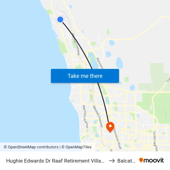 Hughie Edwards Dr Raaf Retirement Village to Balcatta map