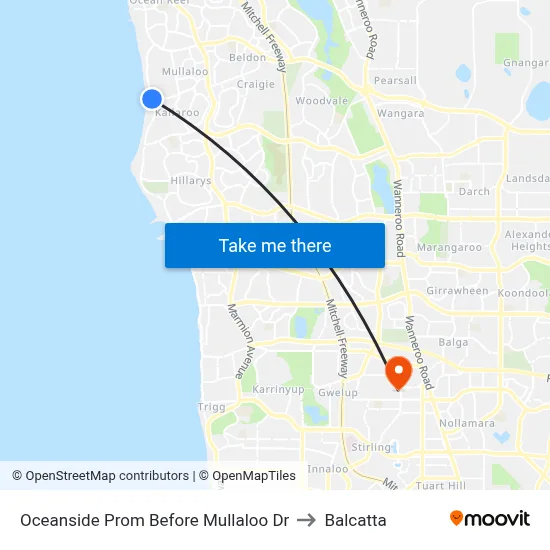 Oceanside Prom Before Mullaloo Dr to Balcatta map