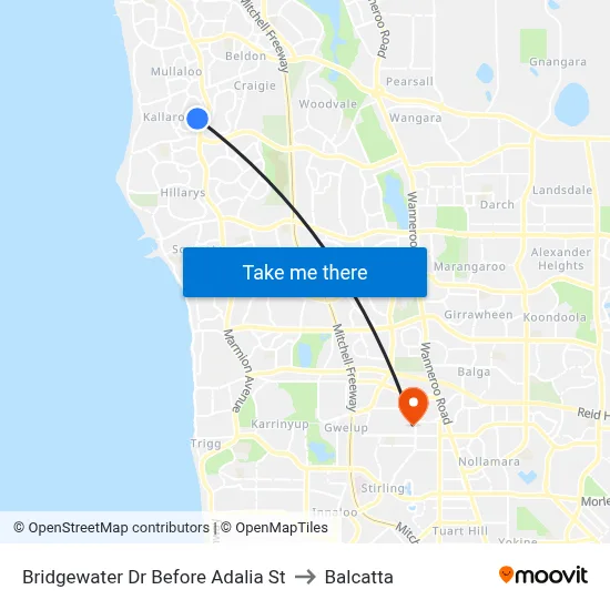 Bridgewater Dr Before Adalia St to Balcatta map