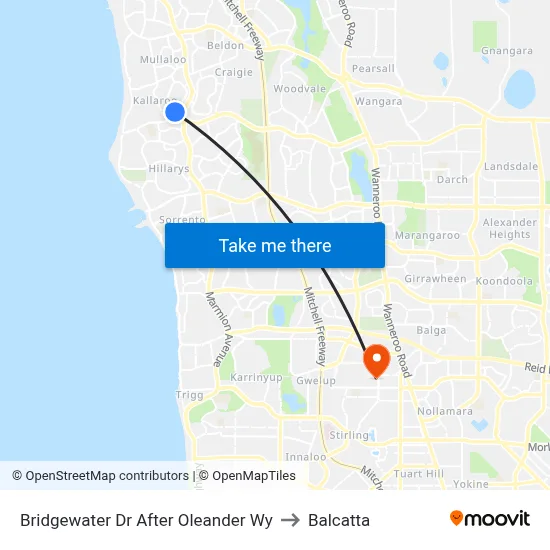 Bridgewater Dr After Oleander Wy to Balcatta map
