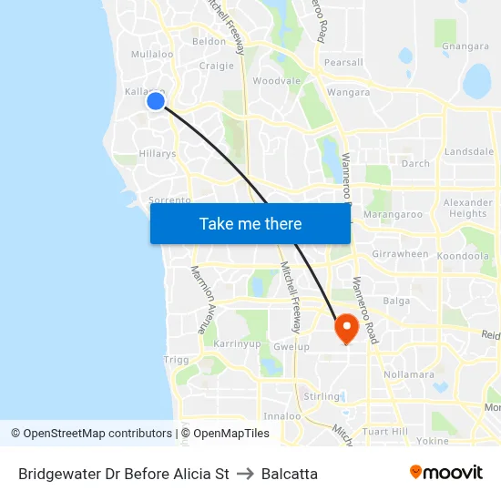 Bridgewater Dr Before Alicia St to Balcatta map