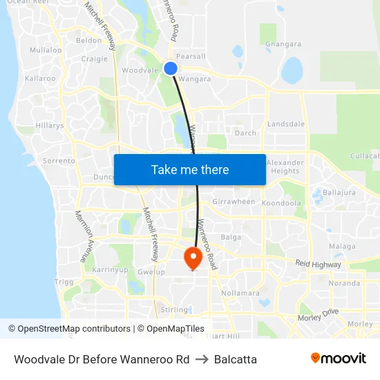 Woodvale Dr Before Wanneroo Rd to Balcatta map