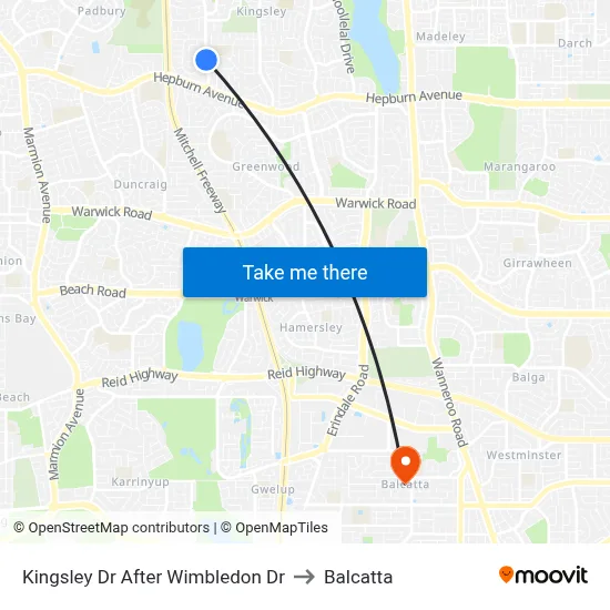 Kingsley Dr After Wimbledon Dr to Balcatta map