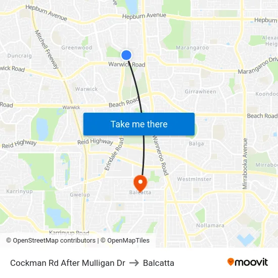 Cockman Rd After Mulligan Dr to Balcatta map