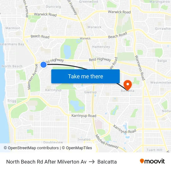 North Beach Rd After Milverton Av to Balcatta map