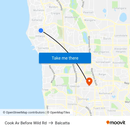 Cook Av Before Wild Rd to Balcatta map