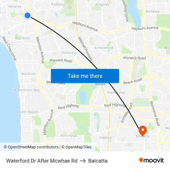 Waterford Dr After Mcwhae Rd to Balcatta map
