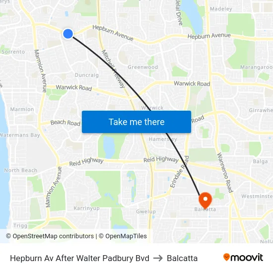 Hepburn Av After Walter Padbury Bvd to Balcatta map