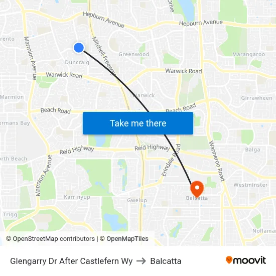 Glengarry Dr After Castlefern Wy to Balcatta map