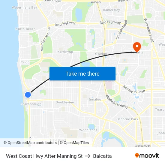 West Coast Hwy After Manning St to Balcatta map
