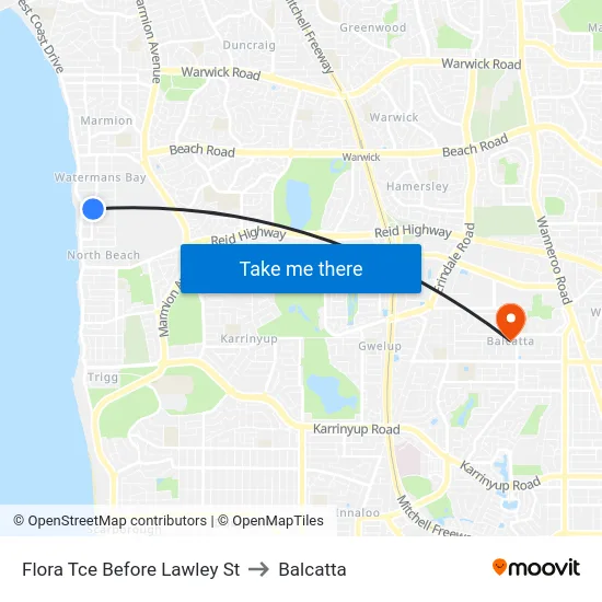 Flora Tce Before Lawley St to Balcatta map