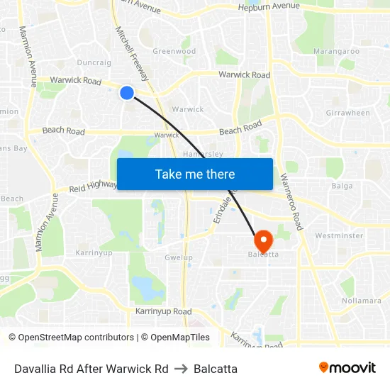 Davallia Rd After Warwick Rd to Balcatta map