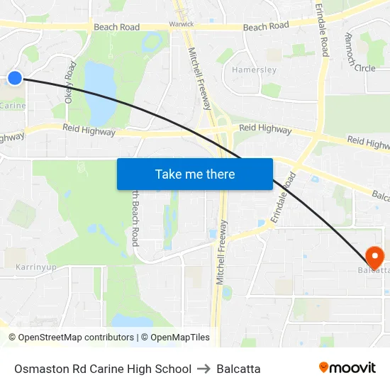 Osmaston Rd Carine High School to Balcatta map