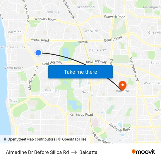 Almadine Dr Before Silica Rd to Balcatta map