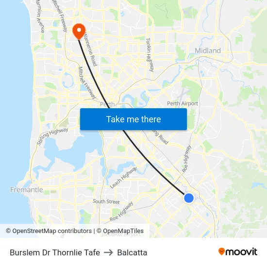 Burslem Dr Thornlie Tafe to Balcatta map