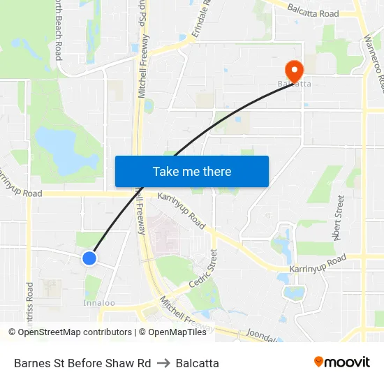 Barnes St Before Shaw Rd to Balcatta map