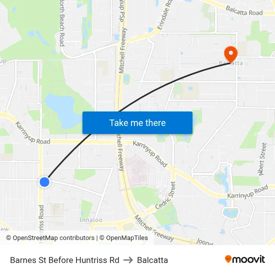 Barnes St Before Huntriss Rd to Balcatta map