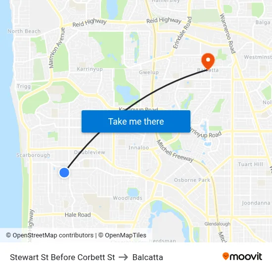 Stewart St Before Corbett St to Balcatta map