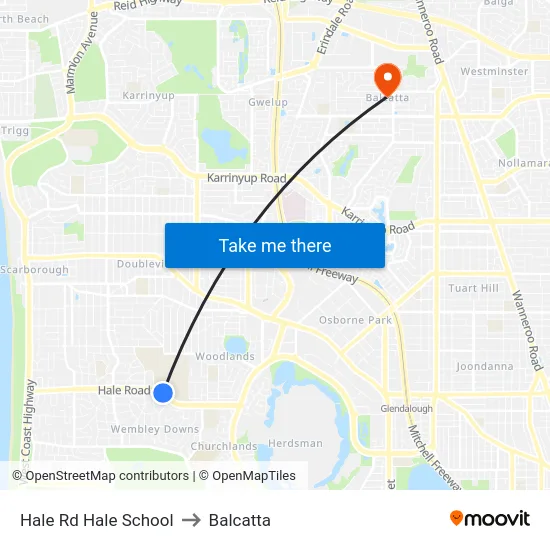 Hale Rd Hale School to Balcatta map