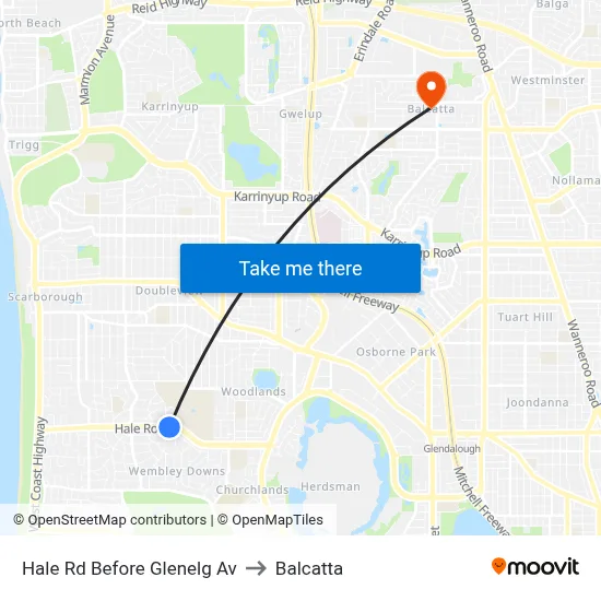 Hale Rd Before Glenelg Av to Balcatta map