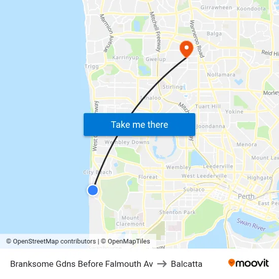 Branksome Gdns Before Falmouth Av to Balcatta map