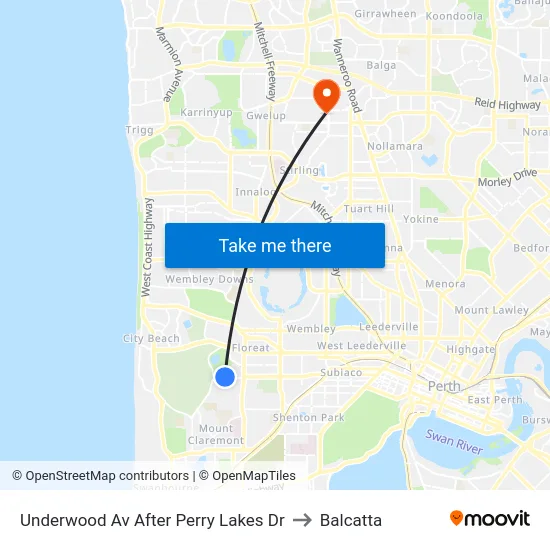 Underwood Av After Perry Lakes Dr to Balcatta map