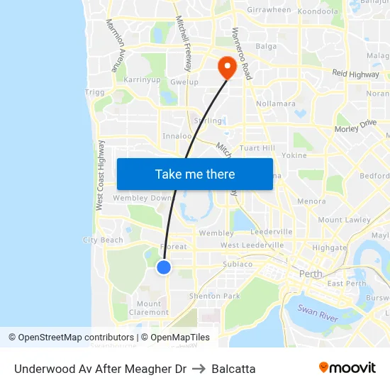 Underwood Av After Meagher Dr to Balcatta map