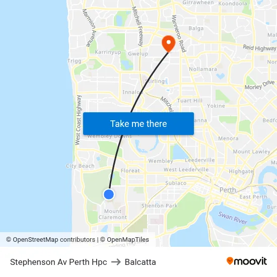 Stephenson Av Perth Hpc to Balcatta map