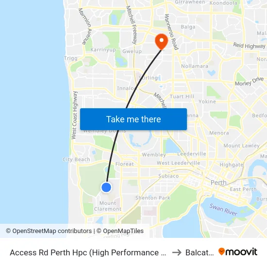Access Rd Perth Hpc (High Performance Ctr) to Balcatta map