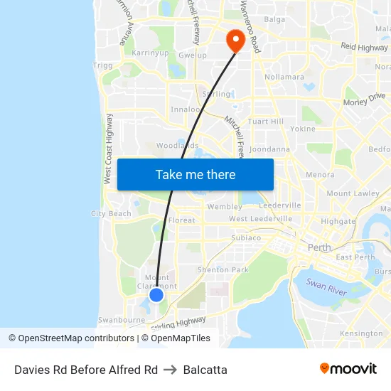 Davies Rd Before Alfred Rd to Balcatta map